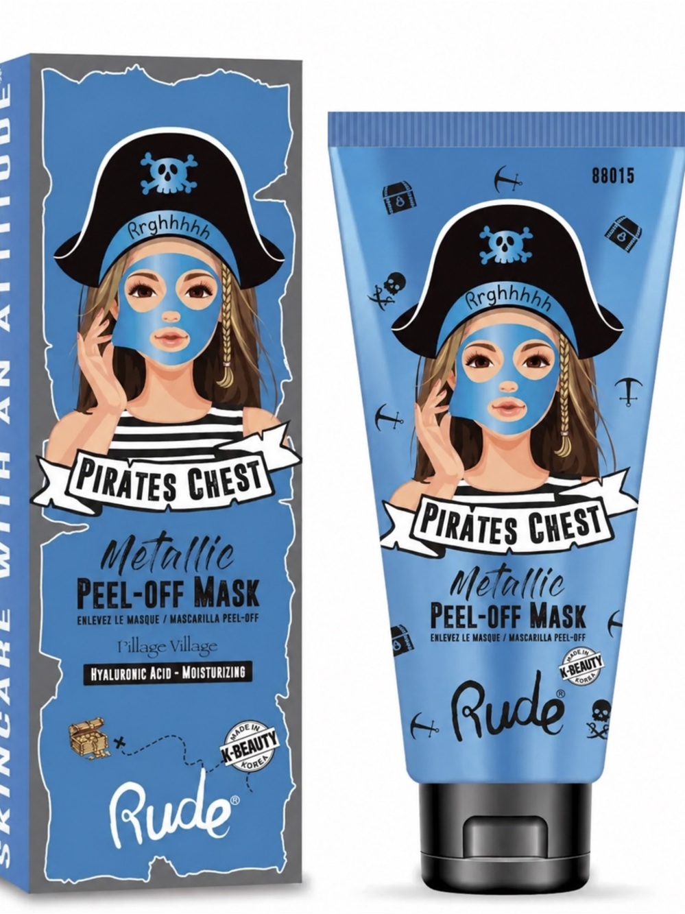 Rude Cosmetics Pirate's Chest Pillage Village Hyaluronic Acid Blue Peel Off Mask